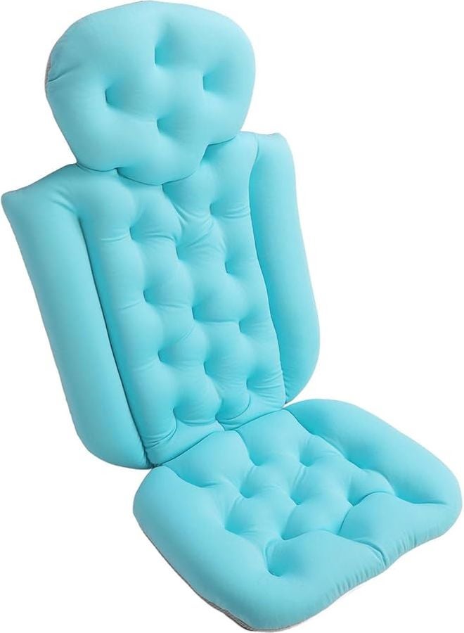 وسادة الاستحمام الزرقاء بتصميم مريح، تجف بسرعة مع قاعدة مانعة للانزلاق لحوض الاستحمام والسبا - Image 4